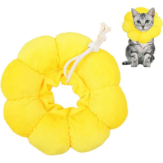 1 Piece Elizabethan Collar, Cat Recovery Collar Breathable Soft Edge Adjustable Protective Collar Designed Pet Collar, Sun Flower, s