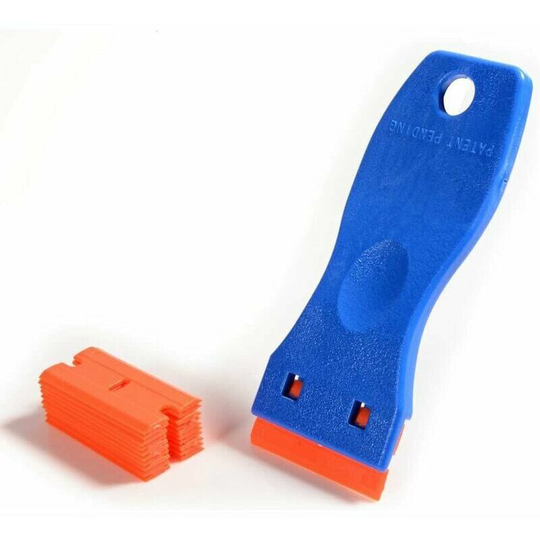 Monly - Scraper, glass scraper, glass ceramic scraper, ceramic scraper plate, scraper with 10 plastic scrapers, for removing labels, adhesives,