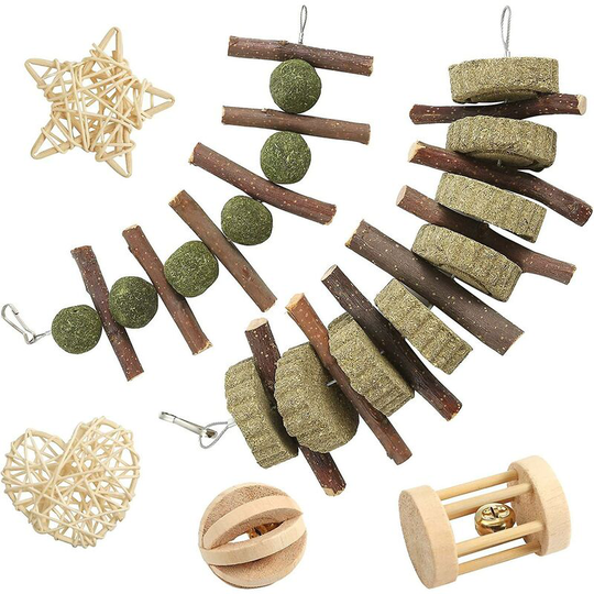 Rabbit Chew Toys, 6 Pack Bunny Chew Toys 100% Natural Materials By Handmade For Rabbits Guinea Pigs Chinchilla Bunny Degus - Pet Cage Entertainment