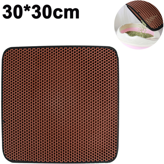 Cat Litter Trapper Litter Mat, Cat Mat, Litter Box Mat Water Proof Layer and Puppy Pad Option, 30*30cm, brown