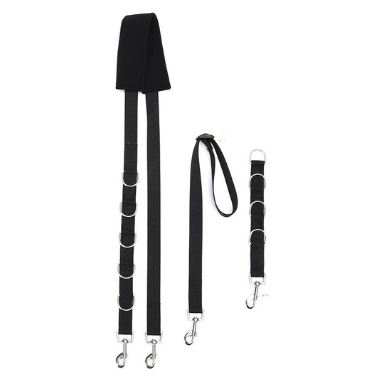 Adjustable Dog Grooming Belly Strap D-rings Bathing Band Free Size Pet Traction Belt (Black)