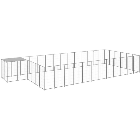 Dog Kennel Silver 22.99 m² Steel Vidaxl Silver