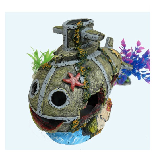 Deckon - Shipwreck Aquarium Ornament, Resin Sunk Vessel Aquarium Ornament Aquatic Decoration Fish Tank Decor Accessory for Fish Tank