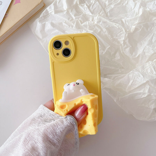 Sun Flowergb - 1PCS Phone Case, For iPhone 11 Three-dimensional Decompression Mobile Phone Case Creative 3D Funny Cute Soft Silicone Squeeze Cheese