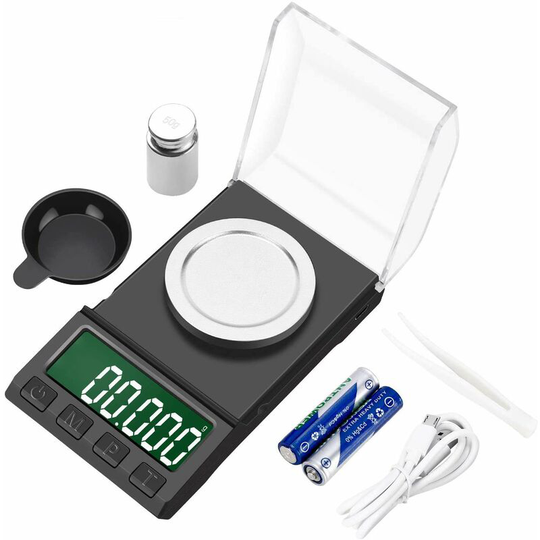 Einemgeld - Precision Pocket Scale, 50g/0.001g Precision Scale Jewelry Scales, Portable Digital Scale with lcd Display, With Calibration Weight,