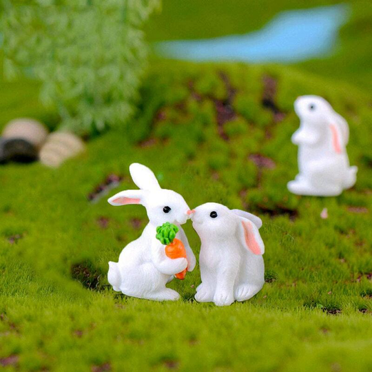 Briday - 4Pcs Miniature Fairy Bunny Rabbit Figurines, Mini Animals Bunny Figurines, Fairy Garden Animals Rabbit for Micro Landscape Plant Pots Bonsai