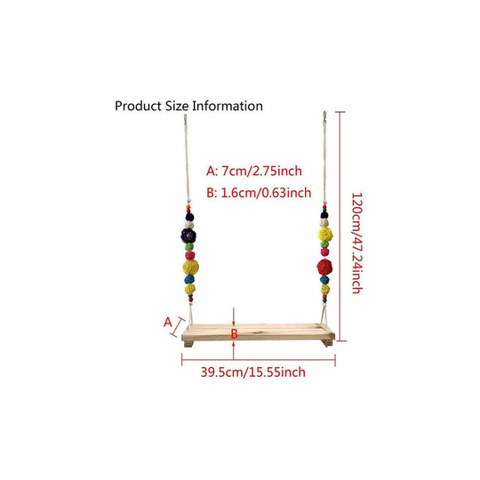 Hanging Chicken Swing - Wooden Teether - Swing with Bell for Medium Parrots - African Grays - Macaws