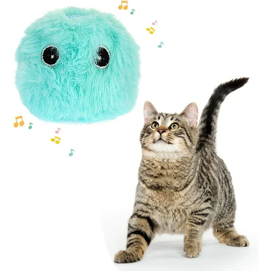 Bird Shaped Cat Toy Ball with Catnip, Realistic Interactive Cat Toy with Singing Birds, for Biting, Diversion, Chewing (Blue)