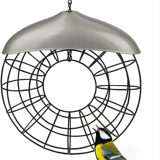Bird Feeder On The Open Air Metal Bird Cage Food & Water Dishes