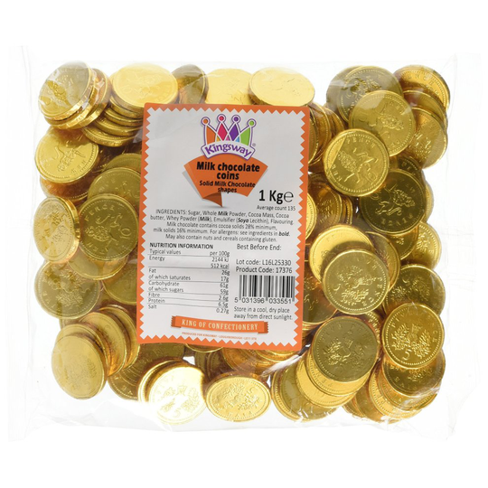 Milk Chocolate Coins - 1kg bag Approx 135
