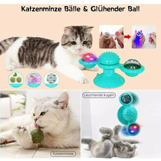 Cat Toy - Rotating Disc - With Catnip & Light Bulbs - Interactive Cat Toy - Cat Toy