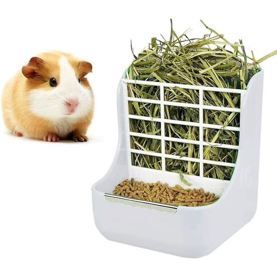 Rabbit Feeder Guinea Pig Hay Feeder (White), Guinea Pig Hay Feeder, Plastic Chinchilla Food Bow