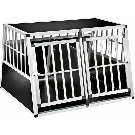 Double dog crate Bobby - dog cage, puppy crate, dog travel crate - with partition wall - black