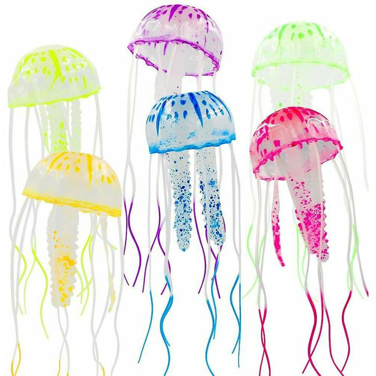 Muff - 6pcs Artificial Jellyfish Decor Ornament For Aquarium Fish Tank, Fake Jellyfish Aquarium Decorations, Glowing Jellyfish Effect, Safe For Fish,