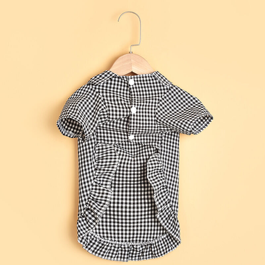 Pet supplies new pet plaid shirt dog skirt small dog princess skirt black (m) back length 30 chest 40 neck circumference 30 weight 7-10 kg