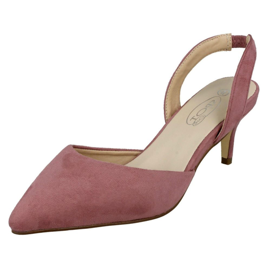 (UK 8, Mauve (Pink)) Ladies Spot On Pointed Kitten Heel