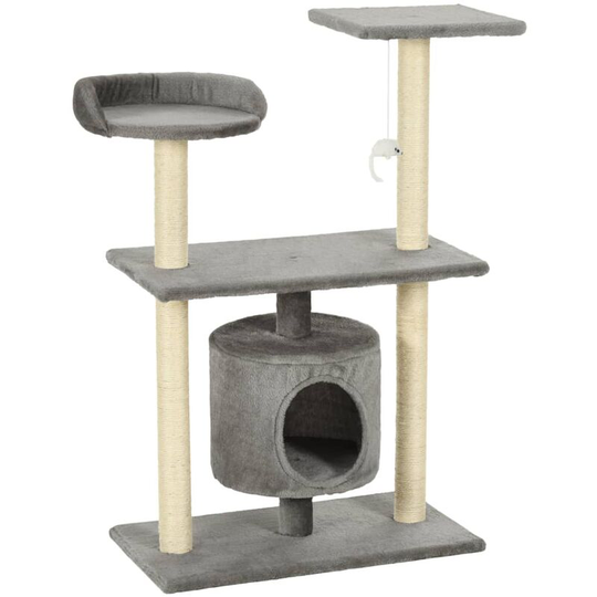 Cat Tree with Sisal Scratching Posts 95 cm Grey Vidaxl Grey