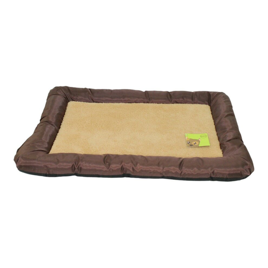 (Beige) Waterproof Dog Bed Soft Fleece Machine Washable Pet Bed Cushion Luxury Basket