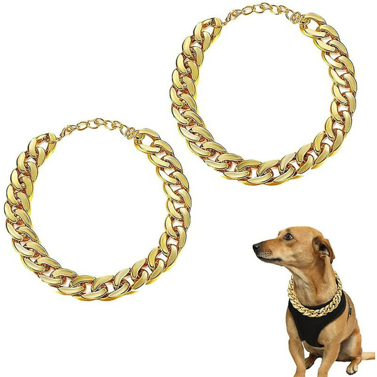 Gold Dog Chain 2 Pieces Dog Gold Chain Pet Gold Chain For Cats And Puppy Hip-hop Cool Style Thsinde