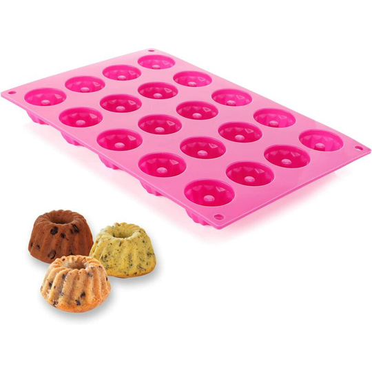 Hiasdfls - Mini Silicone Cake Mold Small Parisian Style Traditional 20 Years With Christmas-Adhesive Coating 29.8 x 19.9 x 2.2 cm, Pink