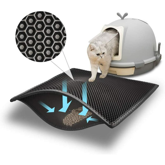 Cat Litter Cat 24 * 18in Cat Litter Tray, Non-Toxic Eva Waterproof, Double Layer in Design Bee Nest (Black)