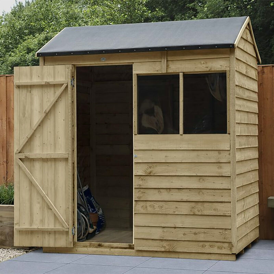 Overlap Pressure Treated 6x4 Reverse Modular Apex Garden Shed