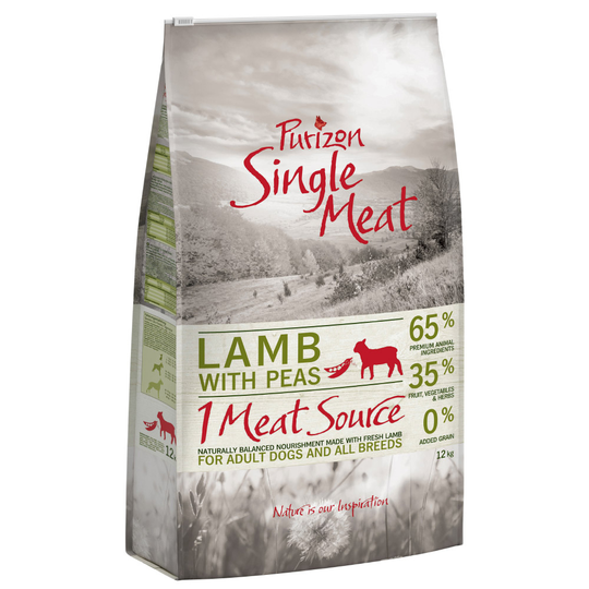 Purizon Single Meat Adult Dog - Grain-Free Lamb with Peas - 12kg