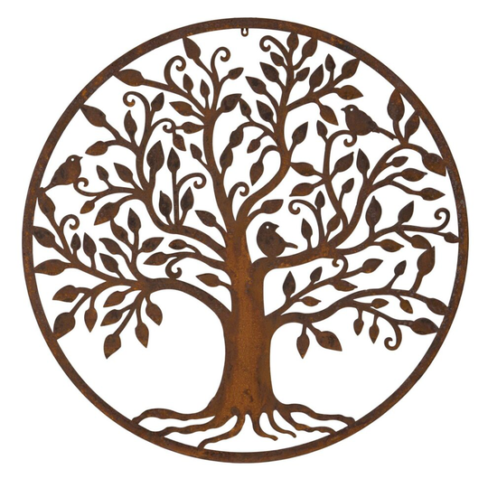 Rustic Round Steel Garden Metal Tree and Bird Screen 1m diameter