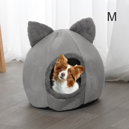 Round Deep Sleep Cat Cave Bed Nest Kennel Plush Puppy Pet Kitten Dog