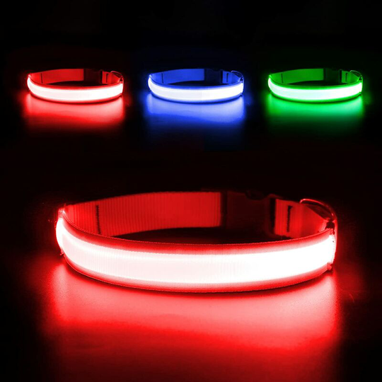 Led Dog Collar Rechargeable - Light Up Dog Collars, Adjustable led Puppy Collar, Glowing Pet Collar, Flashing Dog Lights for Night Walking