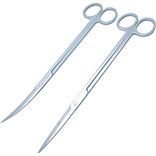 Sun Flowergb - 2 pieces aquatic plant scissors 25 cm - curved and straight scissors - stainless steel - aquarium terrarium fresh and salt water