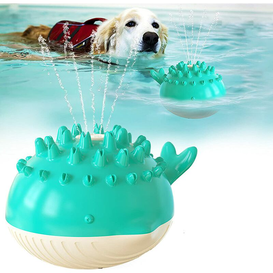 Dog Water Toy Summer Electric Water Spray Chew Toy Pool Toys Floating Toys for Interactive Fetch & Play (Blue)