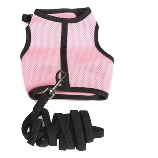Mesh Rabbit Hamster Harness Snap Buckle Leash for Ferret Guinea Pig Small Pet Red/Pink/Blue