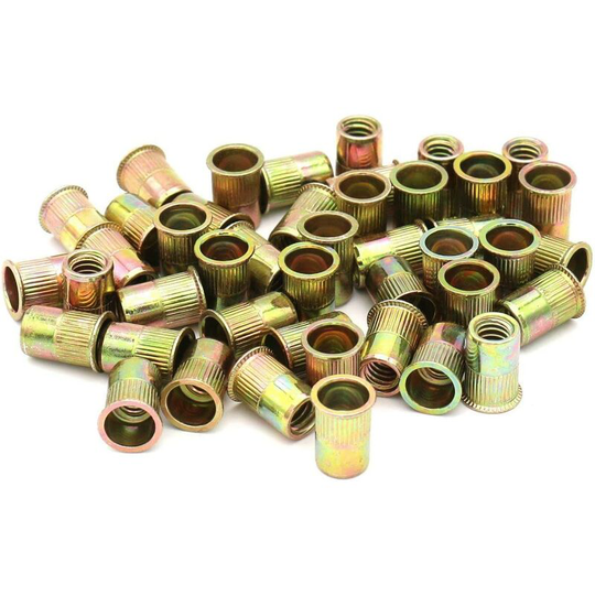 Aougo - Set of 50 Flat Head Rivet Nuts Zinc Plated Carbon Steel (M8)