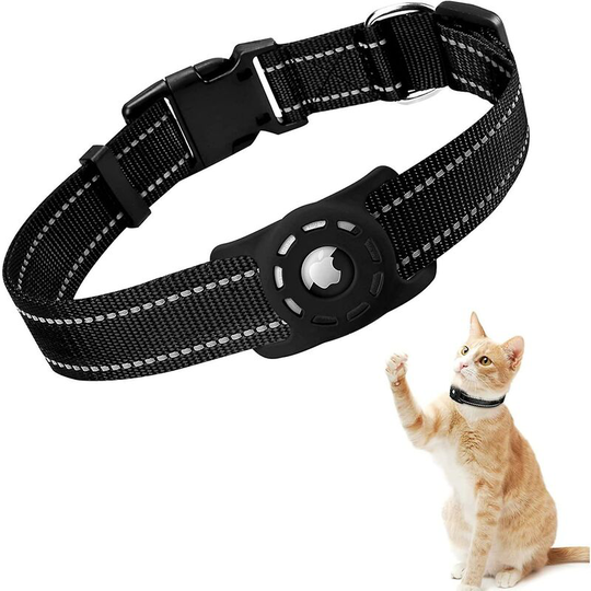 Reflective Airtag Cat Collar,premium Soft Silicone Airtag Holder With Breathable Nylon Pet Collar For Apple Airtag Tracker,lightweight Airtag Case Wit