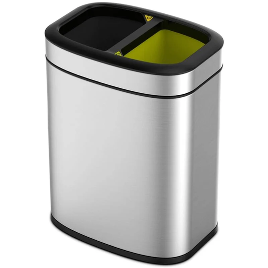 EKO - Open Top Waste Bin OLI-Cube 2x10 l Matte Silver Silver