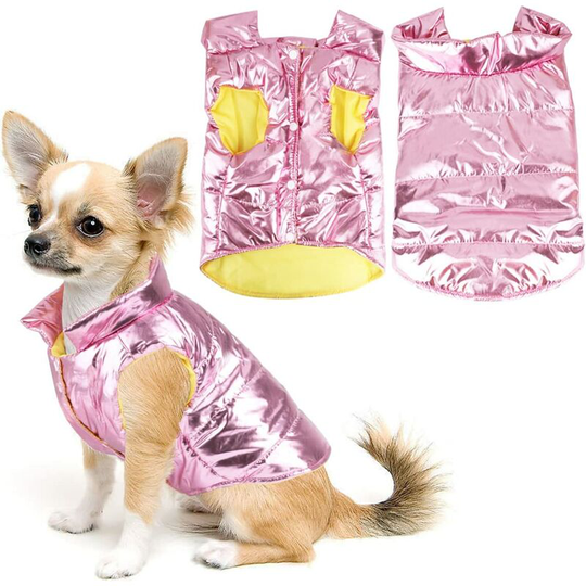 Dog Puppy Pet Winter Coat Cute Cat Warm Vest Suit Clothes Cool Doggy Clothes Hooded Jacket for Chihuahua Teddy Pomeranian Poodles Pink s
