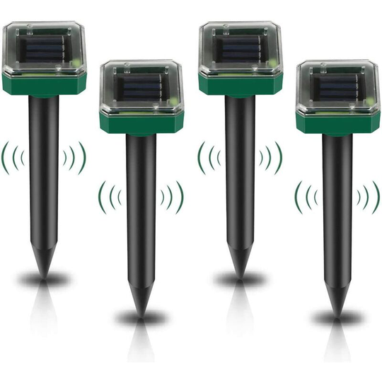 Solar Mole Repellent-4 Pack Pest Control Waterproof Solar Mole Repellent Vole Repellent Ultrasonic Animal Repellent Solar Mole Repellent for Outdoor