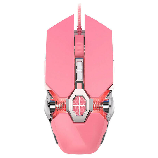 Pink Gaming Mouse Wired Computer Mouse Mechanical Optical USB Mouse 7 Buttons, 4 Levels Adjustable DPI Up to 3200, RGB Backlit, Sound Click PC Mouse