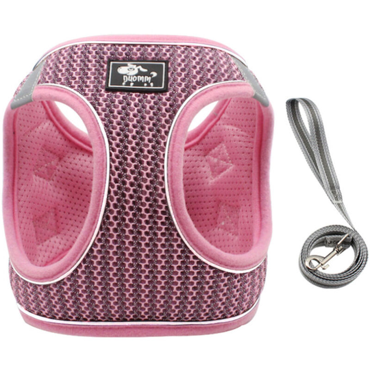 Asupermall - Cat Leash Harness Set Safe Breathable Adjustable with Reflective Strip Escape-proof Cat Vest Harness for Walking,model:Pink xl