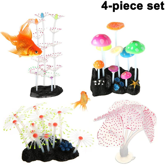 4 Pcs Glowing Jellyfish Ornament Decoration for Aquarium Fish Tank, style 1