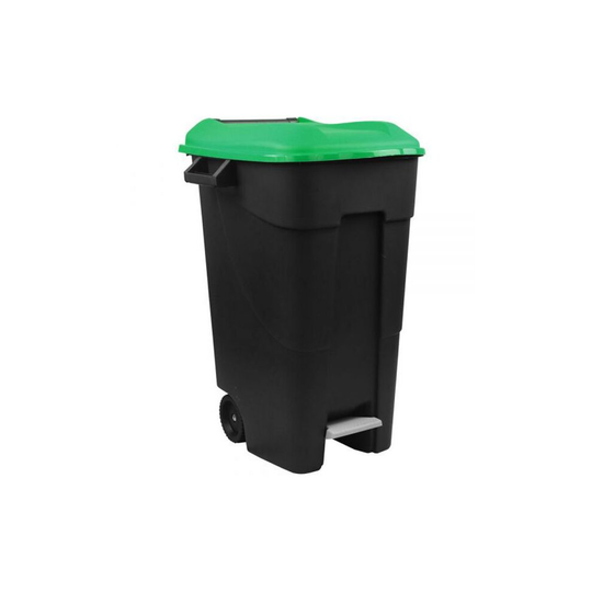 (Green) Pedal Operated Wheeled Litter Bin - 120 Litre