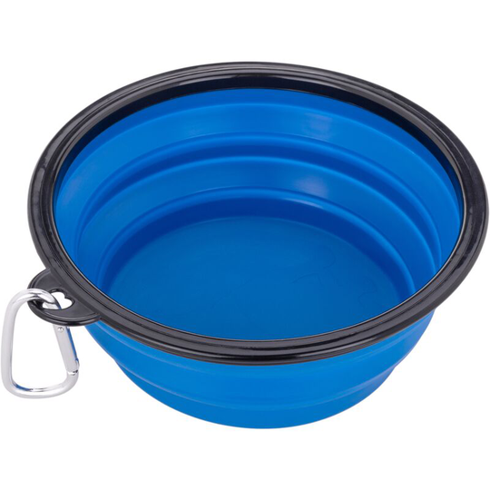 PrimeMatik - Foldable rubber pet bowl 1000 ml blue