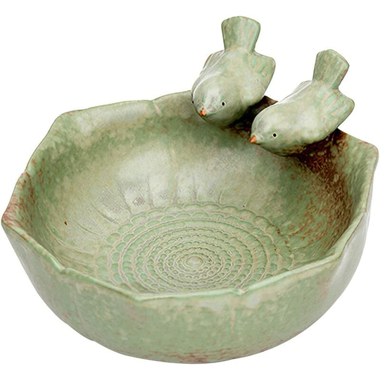 Garden Bird Feeders, Bird Bath Bowl, Retro Finish Bird Food Container Holder