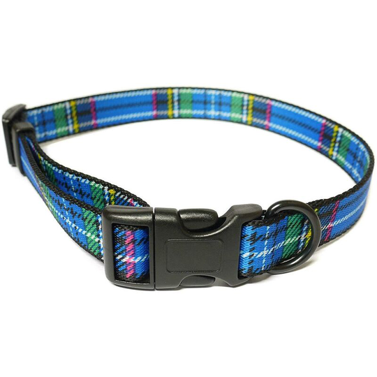 Tartan Adjustable Dog Collar (45cm-70cm) (Blue Tartan) - Blue Tartan - Ancol