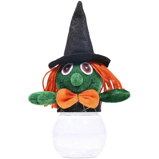 Litzee - Halloween candy jar with storage lid Candy holder Gift box 6.3 'x7.5 Witch