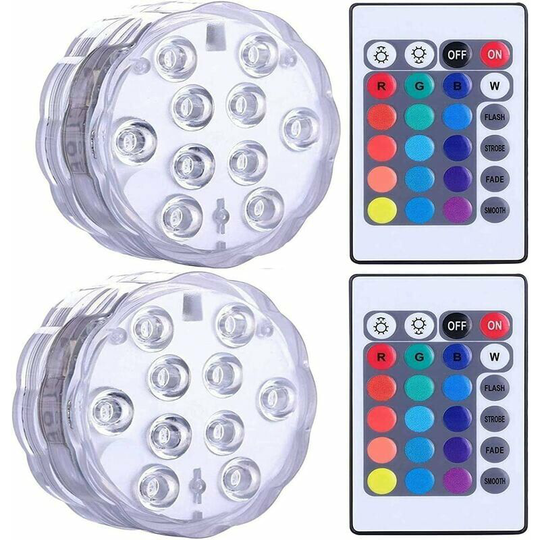 Bearsu - Waterproof Submersible led Lights for Hot Tub, Spa, Pond, Underwater led Lights with 2 Remote Controls for Vase Bases, Fish Tanks, Parties,