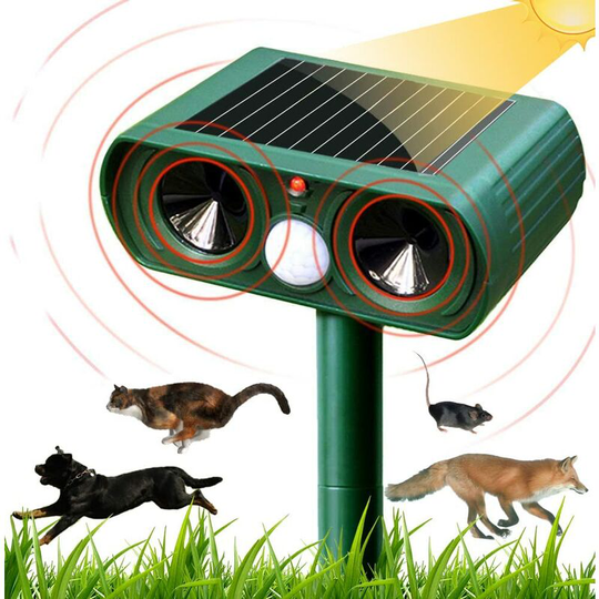 Hiasdfls - Solar Ultrasonic Cat Repeller Outdoor Cat Repeller Adjustable Sensitivity And Frequency Ultrasonic Cat Repellent Pest Repeller Garden