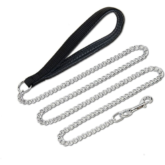 Rustproof Metal Dog Leash Durable Educational Lead Leash Classic Simple Soft with Comfortable Nylon Handle for Hiking Walking Dog (m, Black)