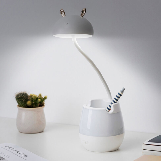 Led Desk Lamp with Brush Pot Base usb Rechargeable Student Study Lights with Pen Holder Table Lamp for Bedroom Dual-light Brightness Adjustable